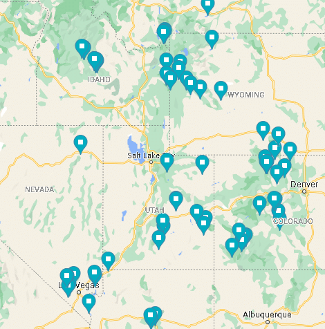 map of free camping with service