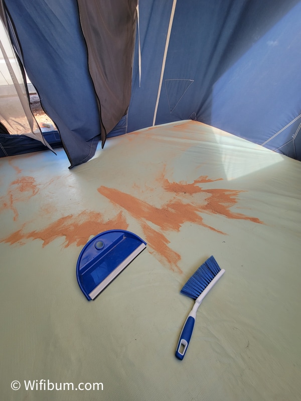 sand in tent
