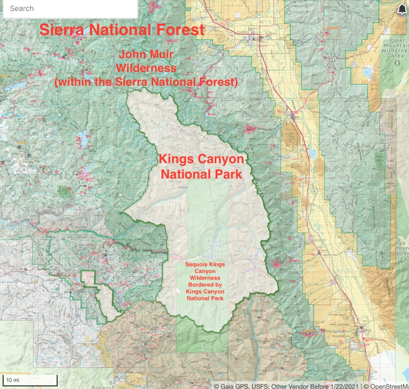Kings Canyon NP USFS Map