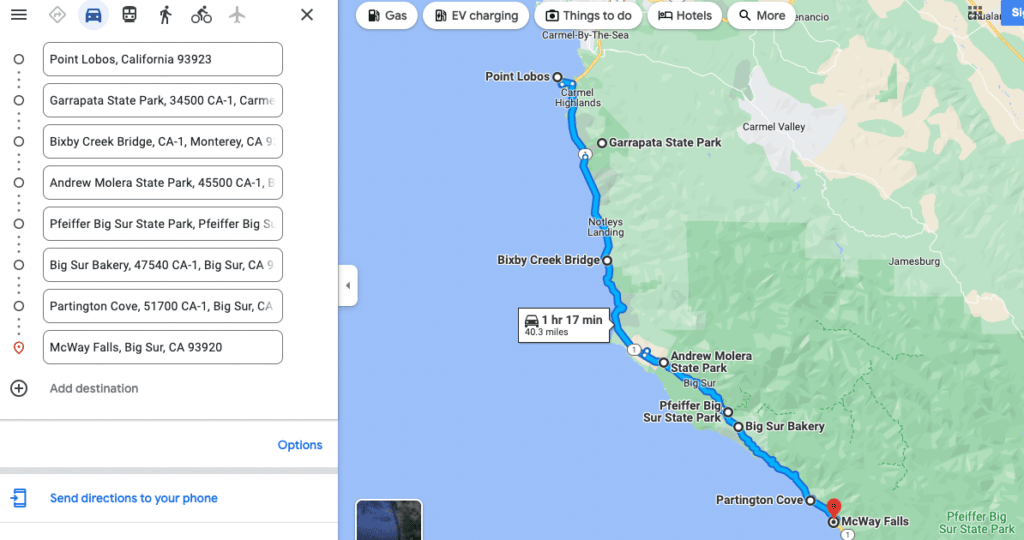 big sur google maps
