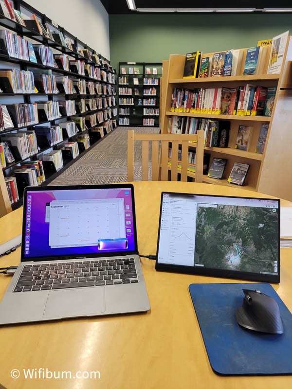 working remotely at a library