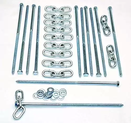 12 pc Lag Screws 3/8 x 12 Kit with Chain Links and Washers
