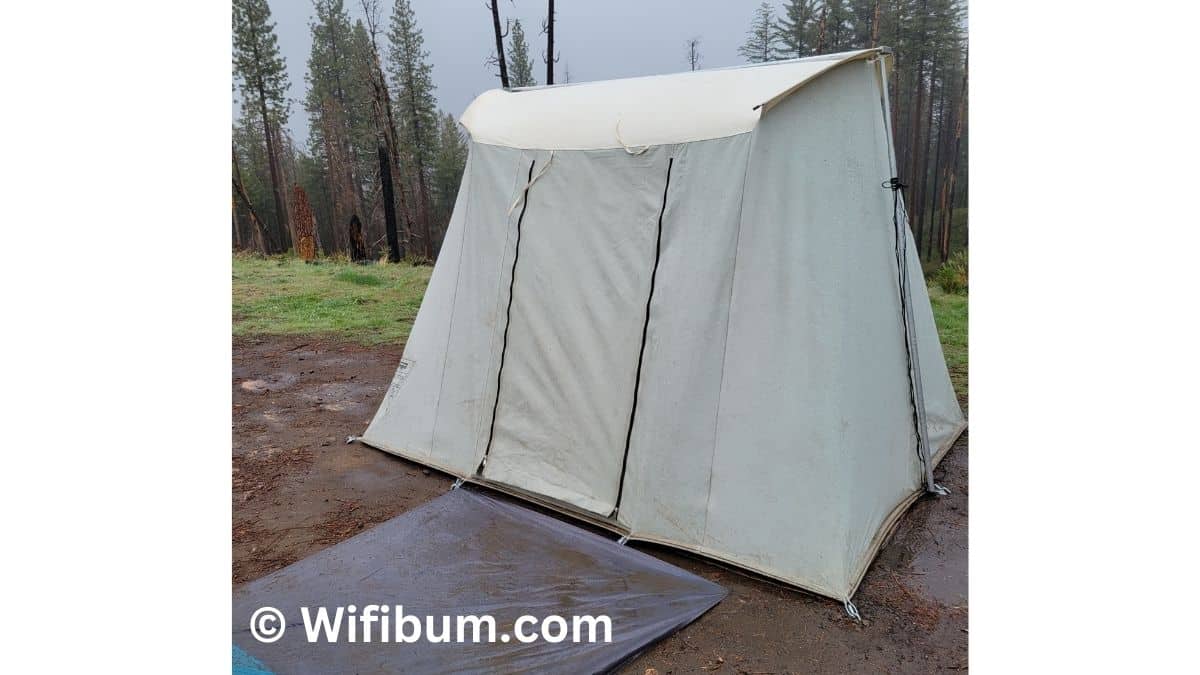 heavy-duty tent in the rain staying dry